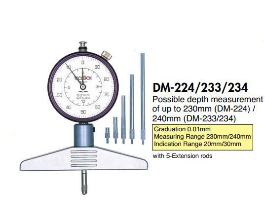 Dụng cụ đo chiều sâu teclock DM-233, DM-234, DM-273, DM-295, DMD-210J, DMD-211J, teclock vietnam