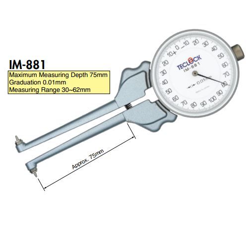 thước đo của teclock IM-881, IM-881B, IM-882, IM-882B, IM-1, IM-2, IM-4, teclock vietnam, tmp vietnam
